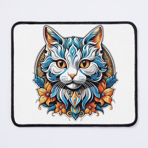 Item preview, Blue Cat in Flowers by Urban Nova Design designed and sold by UrbanNova.