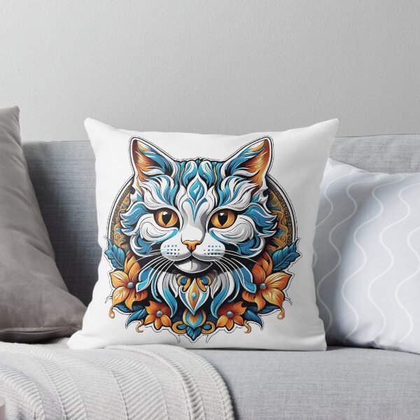 Item preview, Blue Cat in Flowers by Urban Nova Design designed and sold by UrbanNova.