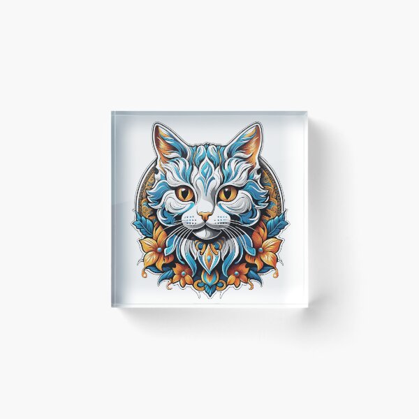 Item preview, Blue Cat in Flowers by Urban Nova Design designed and sold by UrbanNova.