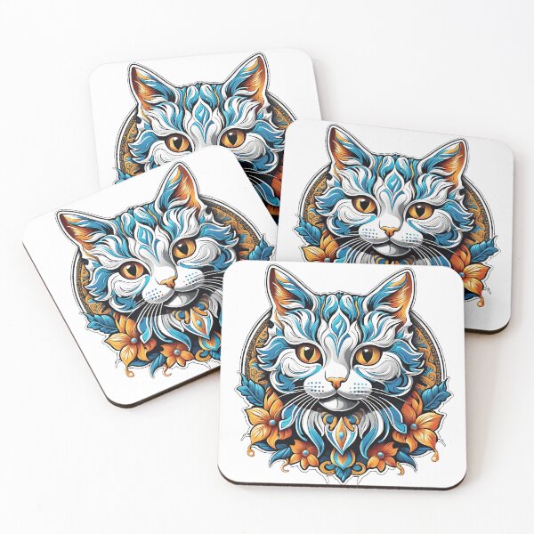 Item preview, Blue Cat in Flowers by Urban Nova Design designed and sold by UrbanNova.