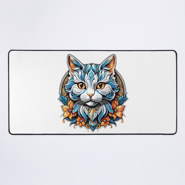 Item preview, Blue Cat in Flowers by Urban Nova Design designed and sold by UrbanNova.