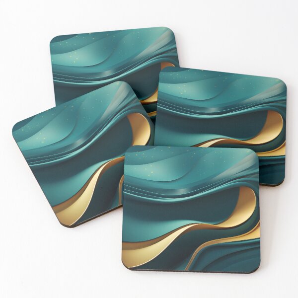 Item preview, Teal & Gold Tapestry: Fluid Waves Meet Radiant Circles designed and sold by PaintbrushPlace.