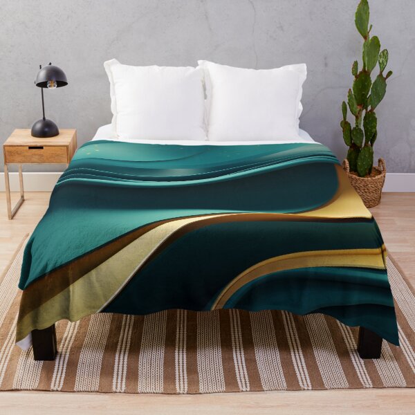 Item preview, Teal & Gold Tapestry: Fluid Waves Meet Radiant Circles designed and sold by PaintbrushPlace.