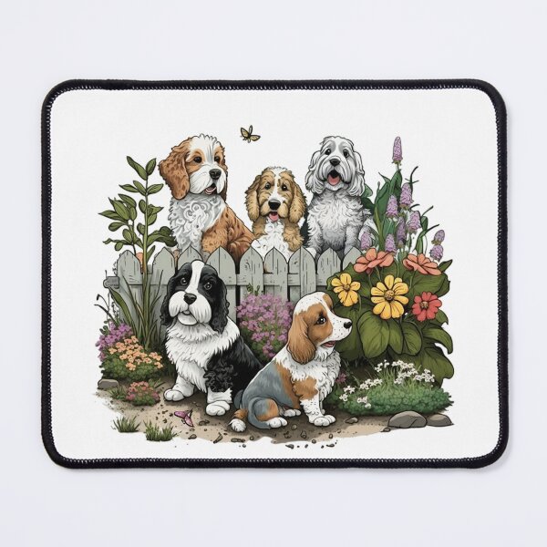 Item preview, Cute fluffy dogs in the garden designed and sold by naturemenagerie.