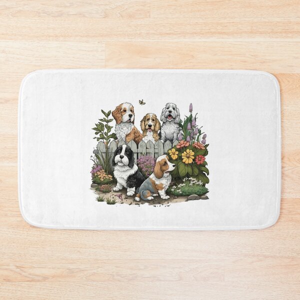 Item preview, Cute fluffy dogs in the garden designed and sold by naturemenagerie.