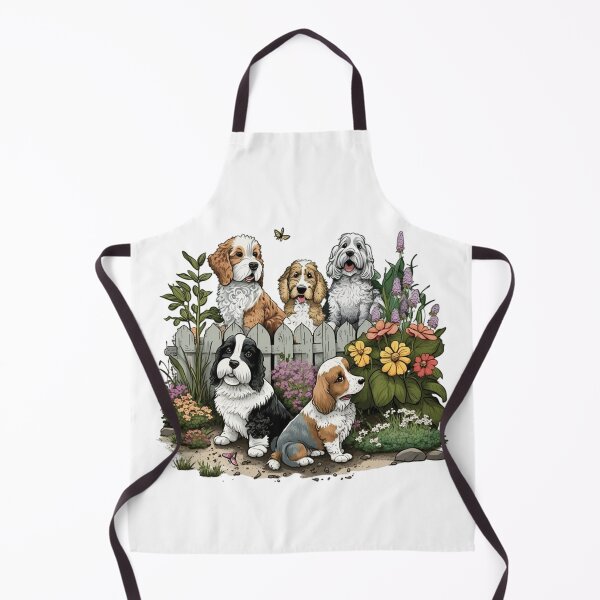 Item preview, Cute fluffy dogs in the garden designed and sold by naturemenagerie.