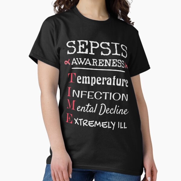 Vista previa del artículo con la obra «Concientización sobre la sepsis, síntomas Todo es cuestión de tiempo», diseñado y vendido por HandicraftArt.