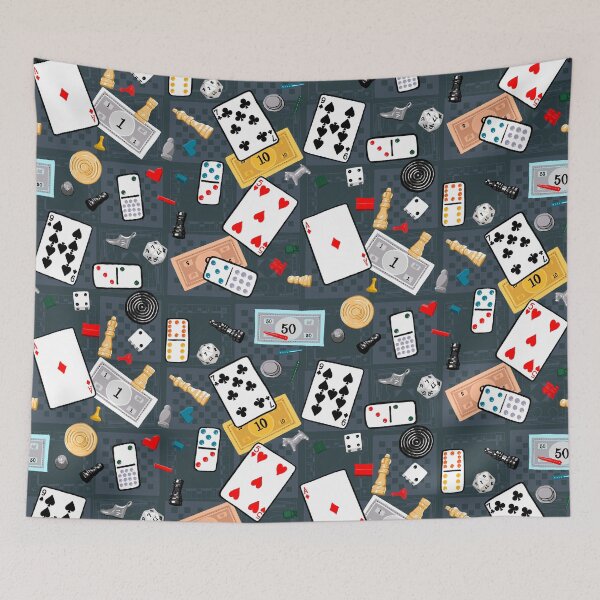 Item preview, Family Game Night pattern - Navy designed and sold by Quick Brown Fox Canada.