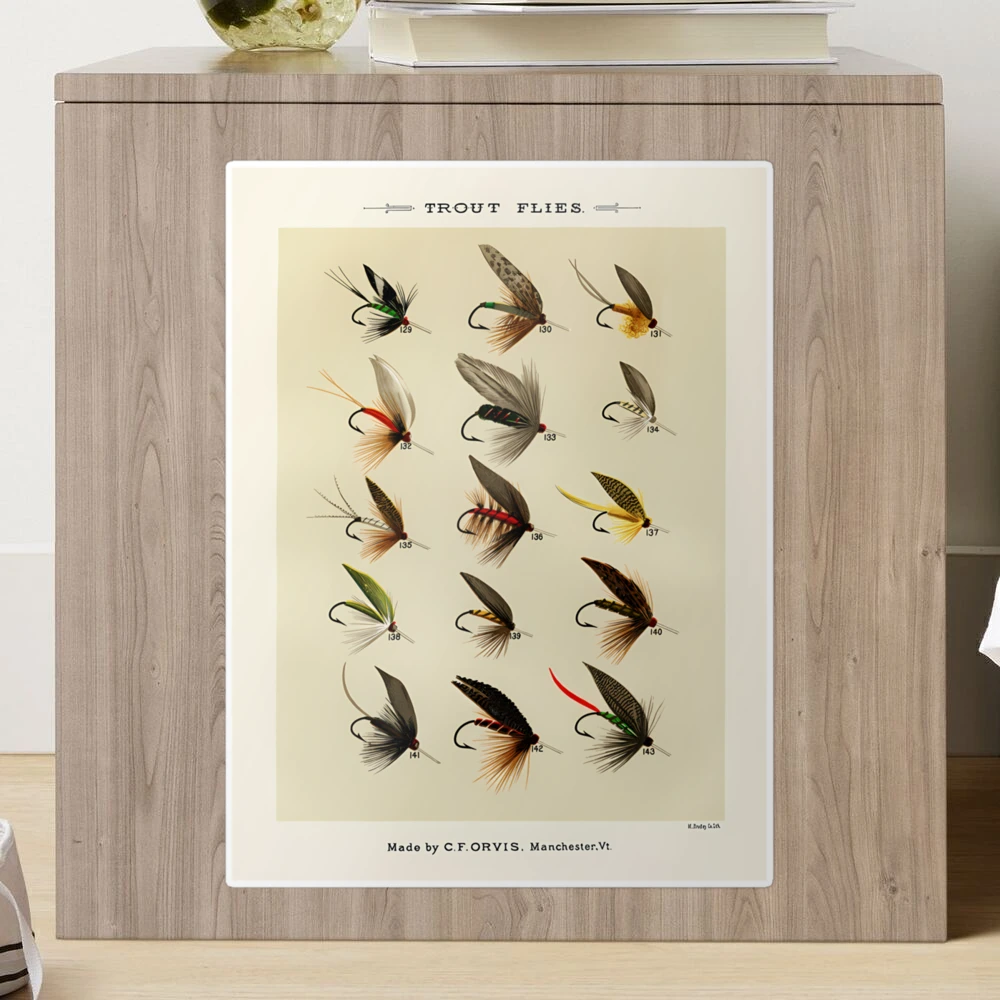 Vintage Fly Fishing Print - Trout Flies  Sticker for Sale by