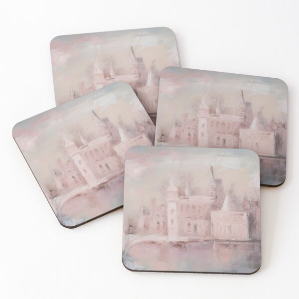 Item preview, Coquette aesthetic vintage painting of pink castle designed and sold by Coquette Art.