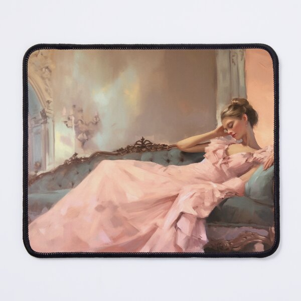 Coquette aesthetic vintage painting of a languid woman | Sticker