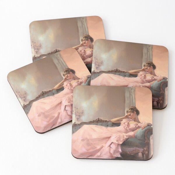 Item preview, Coquette aesthetic vintage painting of a languid woman designed and sold by Coquette Art.