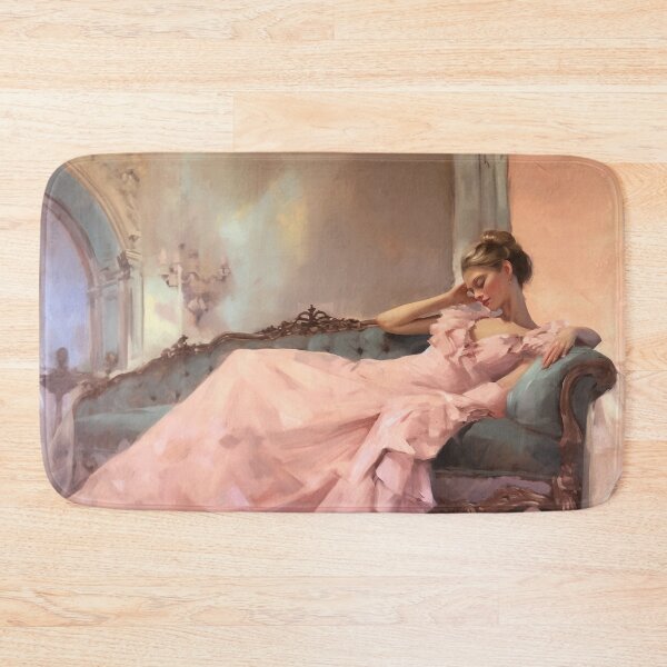 Item preview, Coquette aesthetic vintage painting of a languid woman designed and sold by Coquette Art.