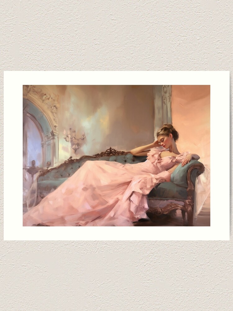 Coquette aesthetic vintage painting of a languid woman Art Print by  CoquetteArt