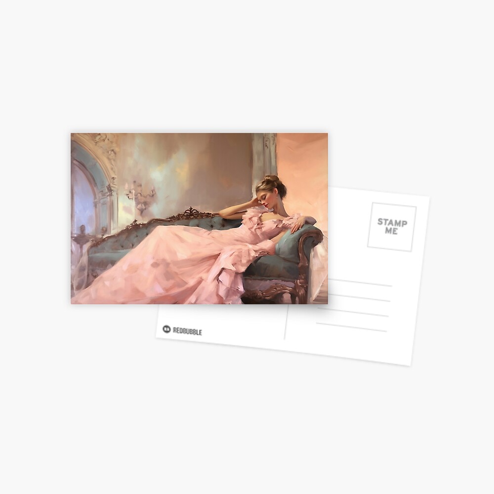 Coquette aesthetic vintage painting of a languid woman | Poster