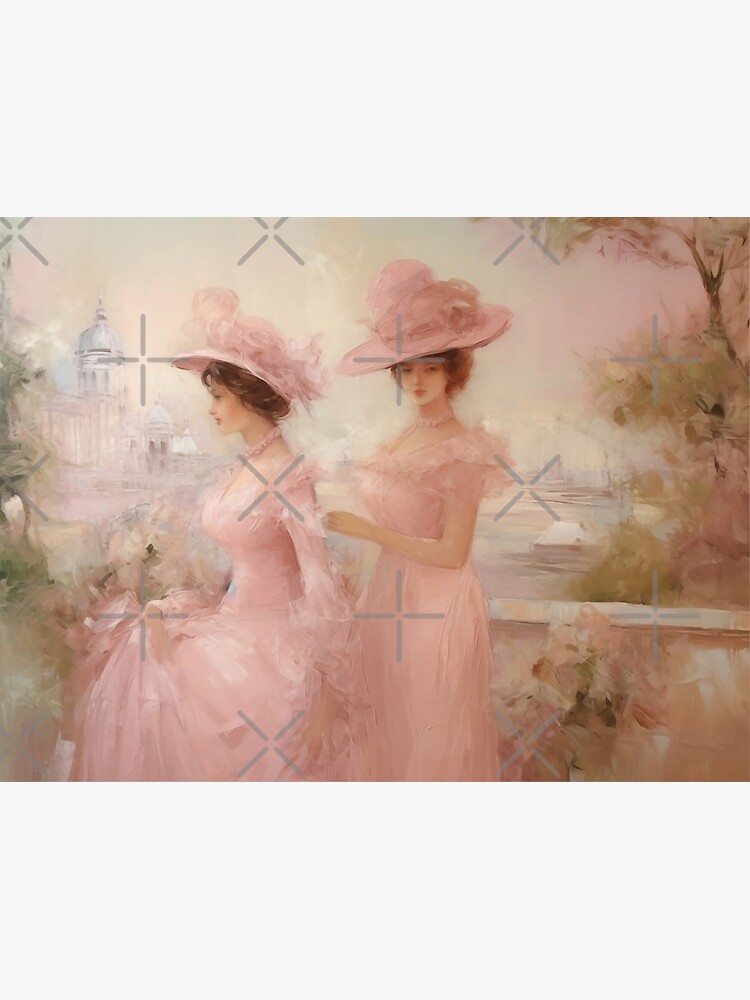 Coquette aesthetic vintage painting of a two women Postcard by CoquetteArt