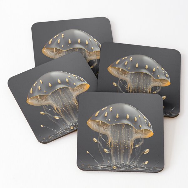 Item preview, "Sleek Minimalist Gray Jellyfish Touch of Gold" designed and sold by Art-Vortex-fr.
