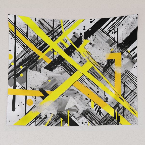 Item preview, Urban Labyrinth: Graffiti Cubes in Monochrome & Yellow designed and sold by PaintbrushPlace.