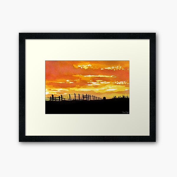 Farm Sunset Print Framed Art Print