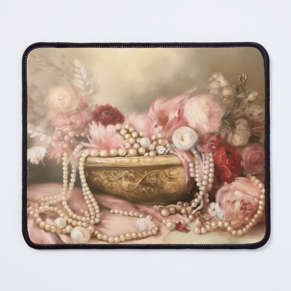 Item preview, Coquette aesthetic vintage painting of a nature morte with jewellery designed and sold by Coquette Art.