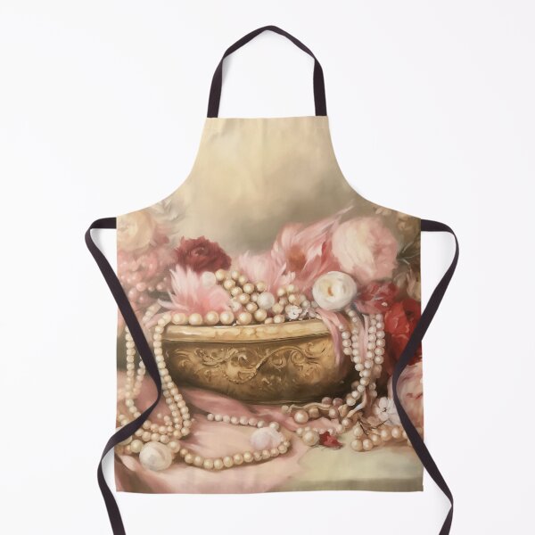 Item preview, Coquette aesthetic vintage painting of a nature morte with jewellery designed and sold by Coquette Art.