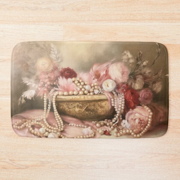 Item preview, Coquette aesthetic vintage painting of a nature morte with jewellery designed and sold by Coquette Art.