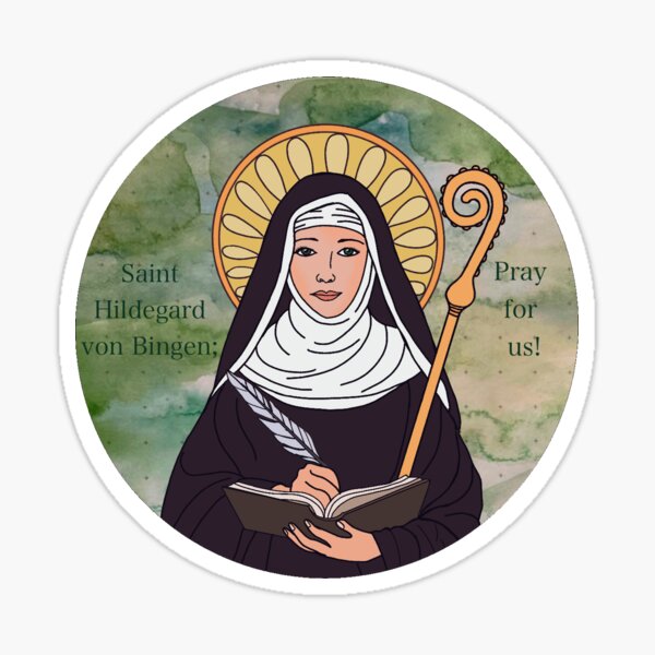 Vista previa del artículo con la obra «Santa Hildegarda, ruega por nosotros», diseñado y vendido por sumting707.