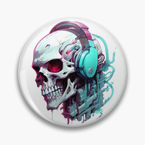 Item preview, Cyberpunk Skull in Neon Colors designed and sold by SchorlCraft.