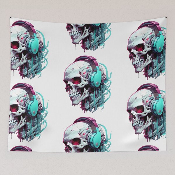 Item preview, Cyberpunk Skull in Neon Colors designed and sold by SchorlCraft.