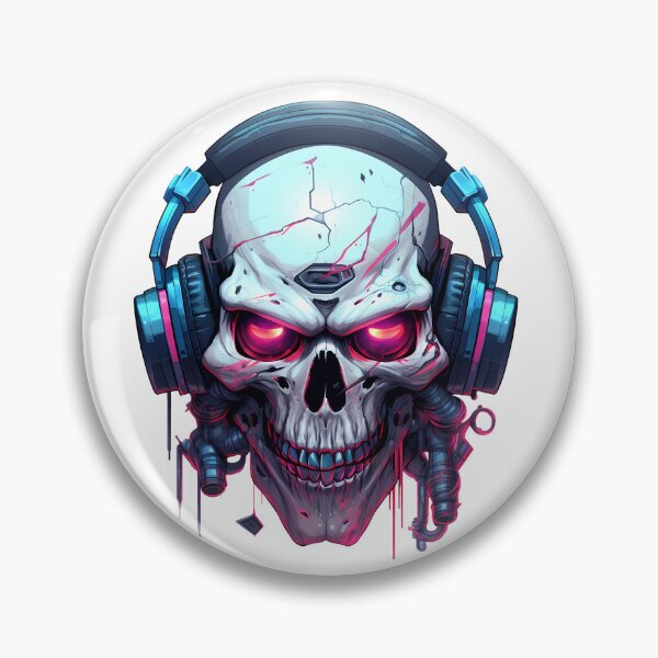 Item preview, Cyberpunk Skull in Neon Colors designed and sold by SchorlCraft.