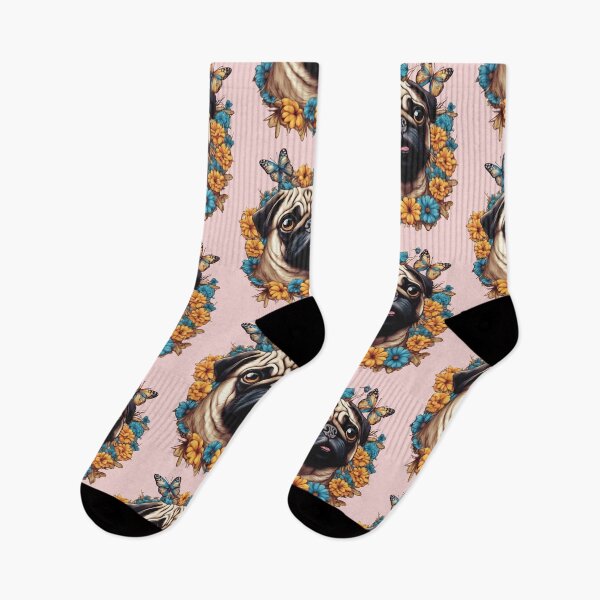 Item preview, Pug with Flowers designed and sold by greenmonstera.