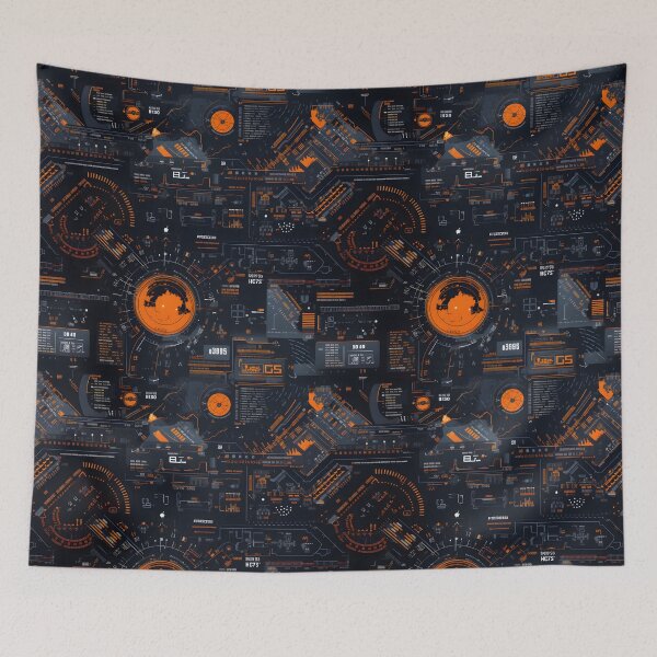 Item preview, Chrono-Tech Dreamscape: Futuristic Sci-Fi Seamless Pattern designed and sold by AlienSkinEyes.