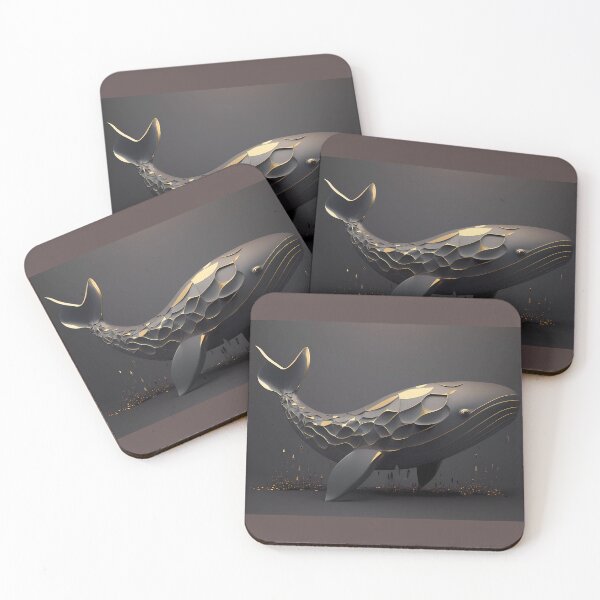 Item preview, "Modern Whale Illustration: Gray Tones and Luxe Gold" designed and sold by Art-Vortex-fr.