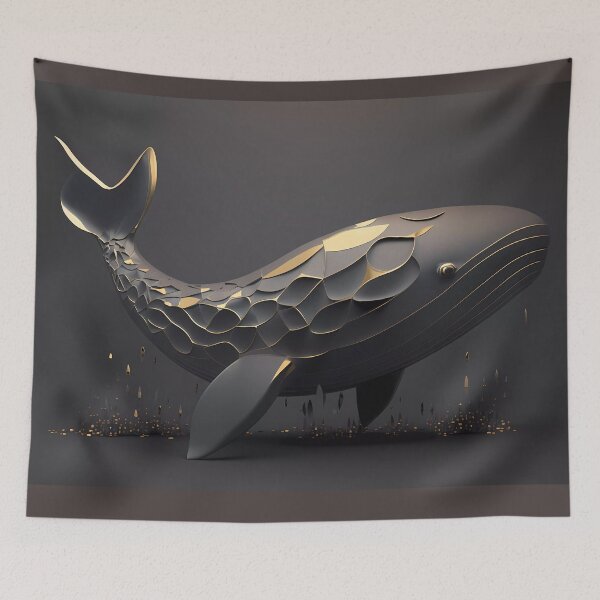Item preview, "Modern Whale Illustration: Gray Tones and Luxe Gold" designed and sold by Art-Vortex-fr.