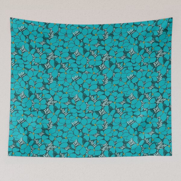 Item preview, Tutti flowers turquoise version blue background designed and sold by GENEST-V.