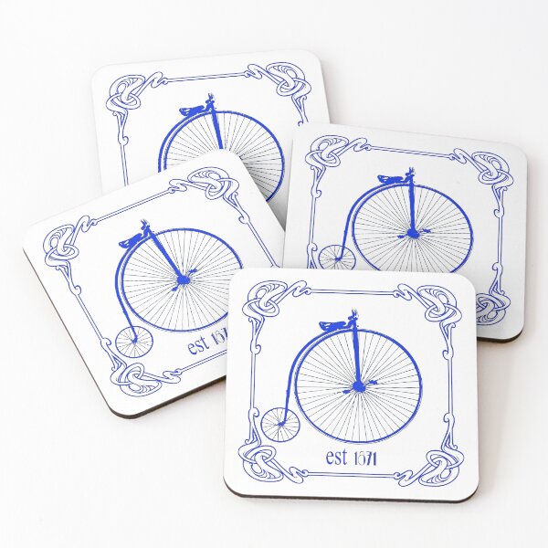 Item preview, Art Nouveau Penny Farthing Navy Blue designed and sold by kernowerno.
