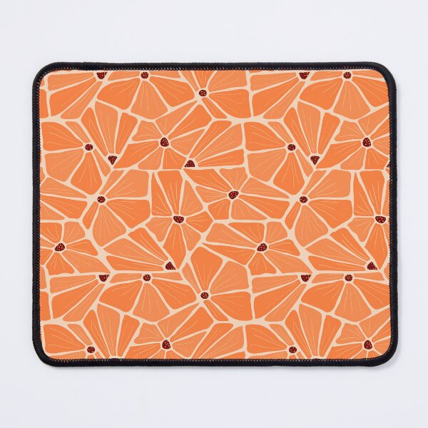 Abstract Modern Floral Pattern - Orange Flowers Mosaic Mouse Pad