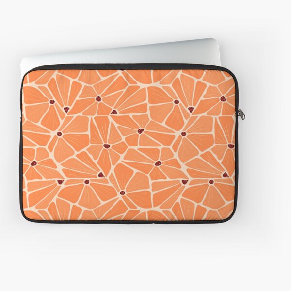 Abstract Modern Floral Pattern - Orange Flowers Mosaic Laptop Sleeve