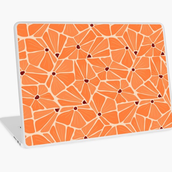 Abstract Modern Floral Pattern - Orange Flowers Mosaic Laptop Skin