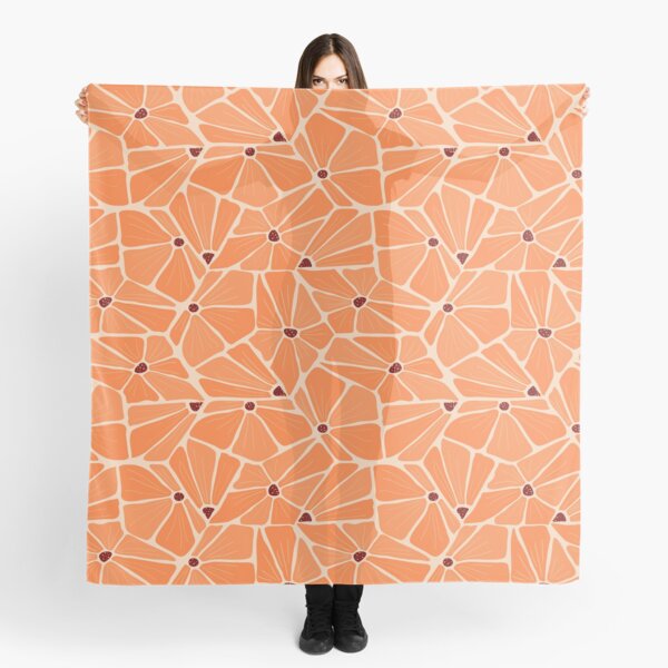 Abstract Modern Floral Pattern - Orange Flowers Mosaic Scarf