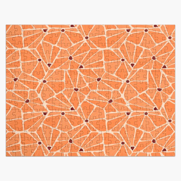 Abstract Modern Floral Pattern - Orange Flowers Mosaic Jigsaw Puzzle
