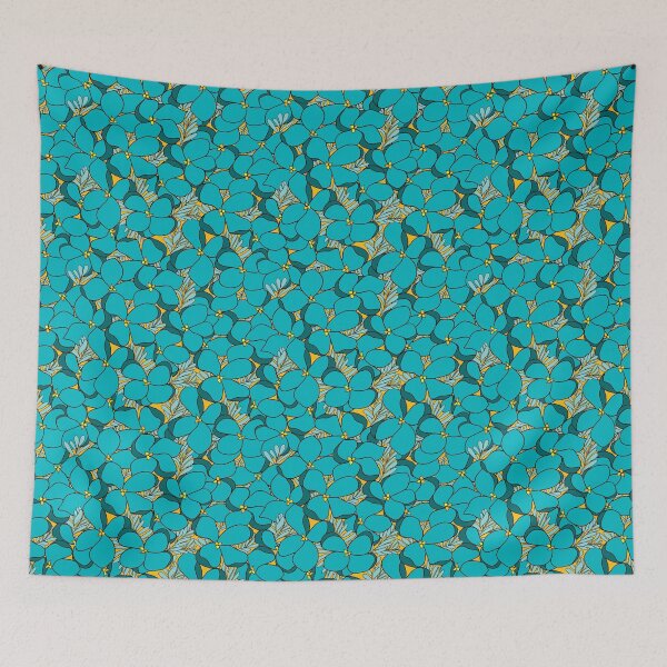Item preview, Tutti flowers turquoise version orange background designed and sold by GENEST-V.