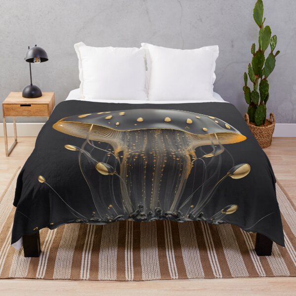 Item preview, "Sleek Minimalist Gray Jellyfish Touch of Gold" designed and sold by Art-Vortex-fr.