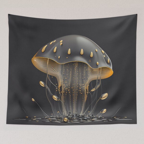 Item preview, "Sleek Minimalist Gray Jellyfish Touch of Gold" designed and sold by Art-Vortex-fr.