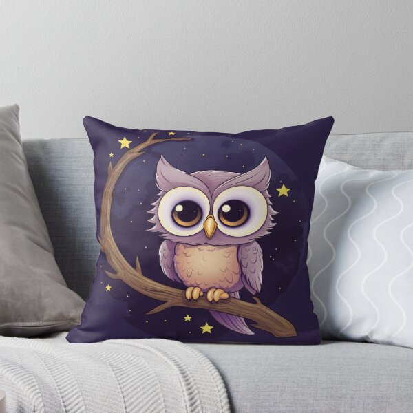 Item preview, Mystical Night: Chibi Owl's Moonlit Serenade designed and sold by PaintbrushPlace.