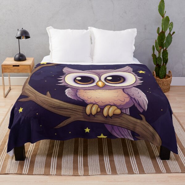 Item preview, Mystical Night: Chibi Owl's Moonlit Serenade designed and sold by PaintbrushPlace.