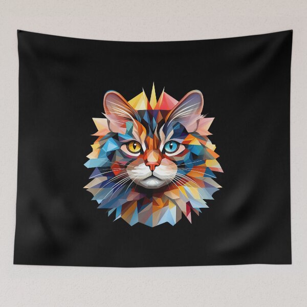Item preview, Geometric Feline Elegance: Cat in Abstract Art designed and sold by hamishby.