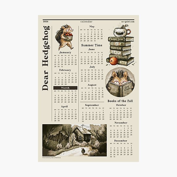 Dear Hedgehog 2024 Calendar Photographic Print