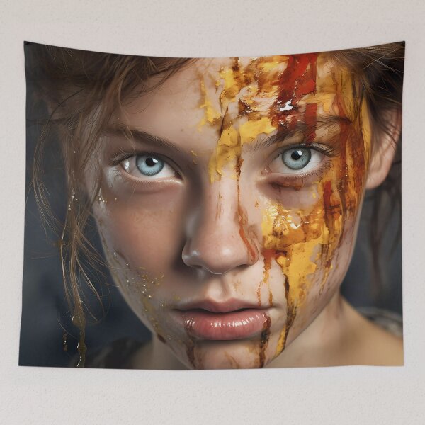 Item preview, AI Character Portrait - Bright eyes with colored paint designed and sold by Turnzart.
