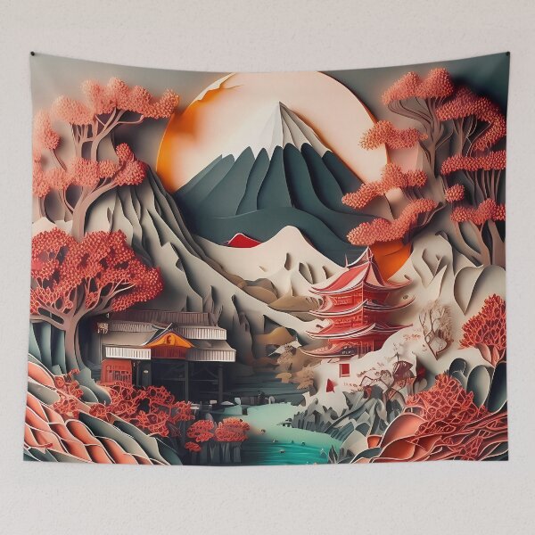 Item preview, Japanese landscape quiling 3D paper art paper technique designed and sold by TaevasDesign.